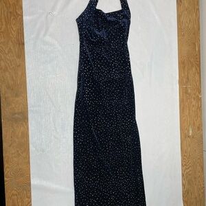 Elegant Navy Blue Halter Dress